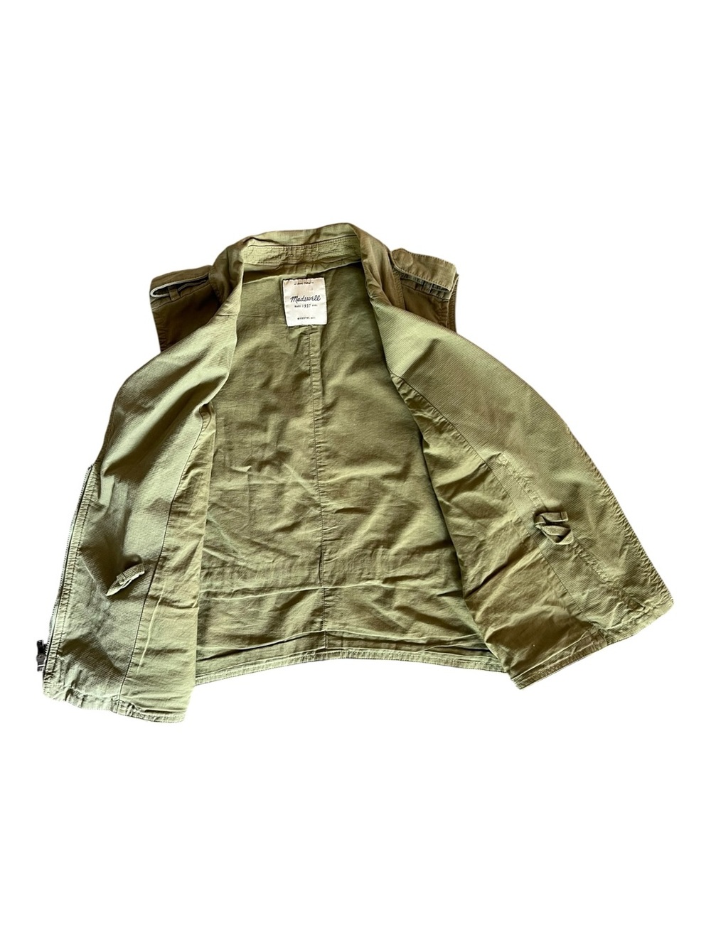 Madewell Olive Utility Vest Sleeveless Zip Front - Picture 5 of 9